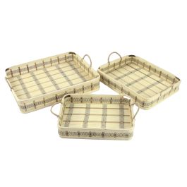 DKD Home Decor Bandeja Urban de Bambú con Asa, Marrón Claro, Set de 3 Piezas - 54x43x9 cm Precio: 83.59000045. SKU: S3038774