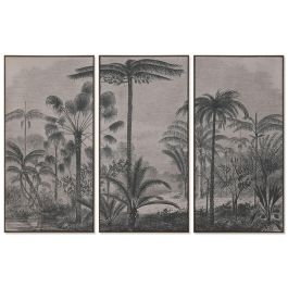Juego de 3 cuadros Home ESPRIT Marrón Negro Palmeras 180 x 4 x 120 cm (3 Piezas)