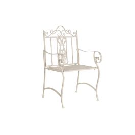 DKD Home Decor Silla Terraza y Jardín Metal Blanco Desmontable 52x98x63.5 cm Altura Asiento 46 cm