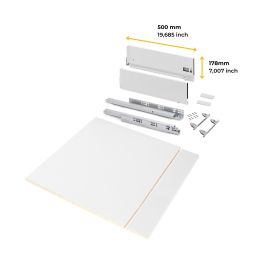 Emuca Kit de cajón para cocina o baño Vertex de altura 178mm con regulación 3D, tableros incluidos, módulo 600mm, Pintado blanco