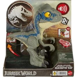 Figura dinosaurio jurassic world mega roar blue con sonidos. 21,59x10,16x43 cm