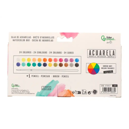 Liderpapel Acuarela con Pincel, Estuche Metálico, 24 Colores Surtidos, Ideal para Artistas