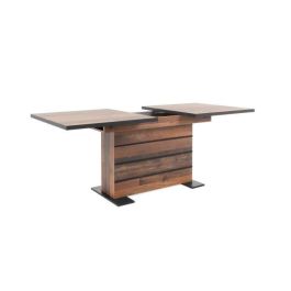 Mesa de comedor extensible - Woody Old Style y negro - L 160-200 x P 90 x H 75 cm - MANHATTAN