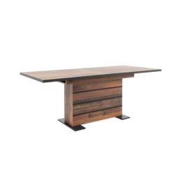 Mesa de comedor extensible - Woody Old Style y negro - L 160-200 x P 90 x H 75 cm - MANHATTAN