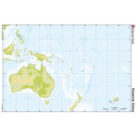 Mapa Mudo Color Din A4 Oceania Fisico 100 unidades