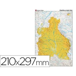 Mapa Mudo Color Din A4 Castilla-Leon Fisico 100 unidades