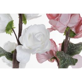 Flor DKD Home Decor Blanco Rosa 124 x 15 cm (12 Unidades)