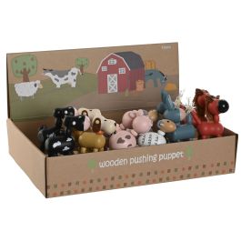 DKD Home Decor Juguete Animales Madera con Movimiento Bicolor Blanco Negro 12 Unidades 10x5.5x9 cm