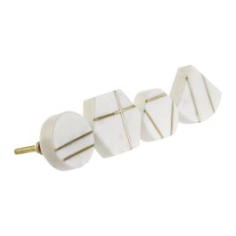 Pomo Moderno DKD Home Decor Blanco Dorado 6 x 4 x 4 cm (12 Unidades)