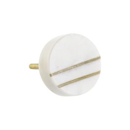 Pomo Moderno DKD Home Decor Blanco Dorado 6 x 4 x 4 cm (12 Unidades)