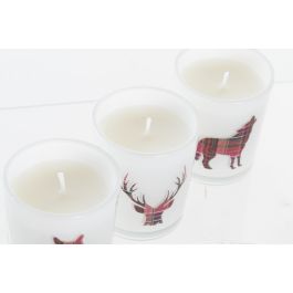 Vela Navidad Alpina DKD Home Decor Blanco Rojo 5.5 x 6.5 x 5.5 cm (12 Unidades)