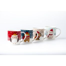 Mug Navidad Tradicional DKD Home Decor Multicolor Verde 8.5 x 9.5 x 12.5 cm (12 Unidades)