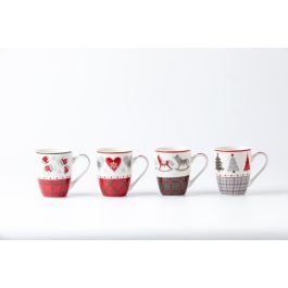 Mug Navidad Tradicional DKD Home Decor Rojo Gris 8 x 10.5 x 12 cm (12 Unidades) Precio: 32.49999984. SKU: B16VESBNSQ