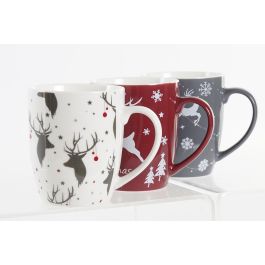 Mug Navidad Alpina DKD Home Decor Rojo Blanco 8.5 x 10 x 13 cm (12 Unidades)