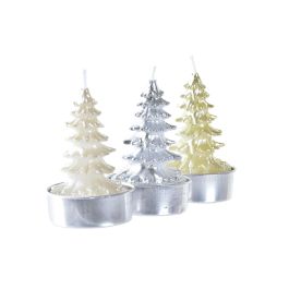 Vela Navidad Moderna DKD Home Decor Dorado Plateado 2 x 3.7 x 2 cm Set de 4 (12 Unidades)