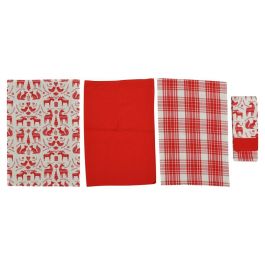 Paño Navidad Tradicional DKD Home Decor Blanco Rojo 40 x 0.5 x 60 cm Set de 3 (12 Unidades)