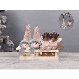 Decoracion Colgante Navidad Fantasia DKD Home Decor Gris Marron 14 x 18 x 28 cm (12 Unidades)