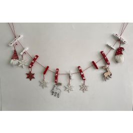 Guirnalda Navidad Tradicional DKD Home Decor Rojo Blanco 1.4 x 16 x 80 cm (12 Unidades)