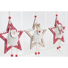 Decoracion Colgante Navidad Tradicional DKD Home Decor Rojo Blanco 2 x 14 x 14.5 cm (12 Unidades)