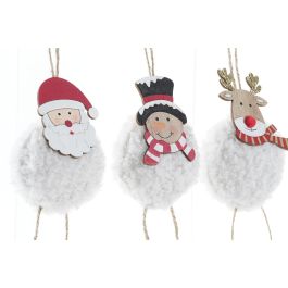 Decoracion Colgante Navidad Tradicional DKD Home Decor Blanco Rojo 3 x 7 x 24 cm (12 Unidades)