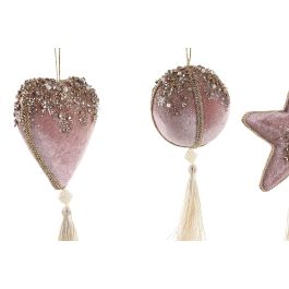 Decoracion Colgante Navidad Alpina DKD Home Decor Rosa Dorado 15 x 30 x 15 cm (12 Unidades)