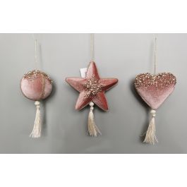 Decoracion Colgante Navidad Alpina DKD Home Decor Rosa Dorado 15 x 30 x 15 cm (12 Unidades)