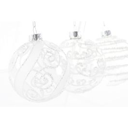 Decoracion Colgante Navidad Tradicional DKD Home Decor Blanco Transparente 8 x 8 x 8 cm (12 Unidades)