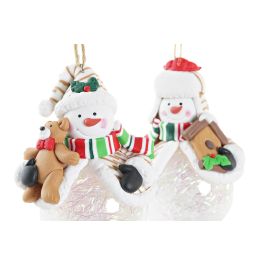 Bola Decoracion Navidad Fantasia DKD Home Decor Blanco Rojo 6.5 x 10 x 7 cm (12 Unidades)