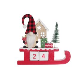 Calendario Navidad Tradicional DKD Home Decor Rojo Natural 2 x 17.5 x 15 cm (12 Unidades)