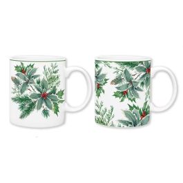 Mug Navidad Alpina DKD Home Decor Verde Blanco 8 x 9.5 x 12 cm (12 Unidades) Precio: 39.95000009. SKU: B1BS9TDPRJ