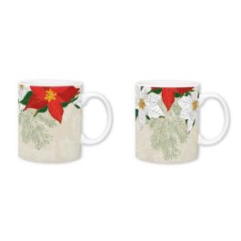 Mug Navidad Tradicional DKD Home Decor Beige Rojo 8 x 9.5 x 12 cm (12 Unidades)