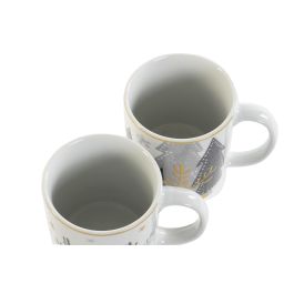 Mug Navidad Moderna DKD Home Decor Gris Dorado 8 x 9.5 x 11 cm (12 Unidades)