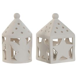 Farola Navidad Moderna DKD Home Decor Blanco 7.5 x 12.5 x 7.5 cm (12 Unidades)