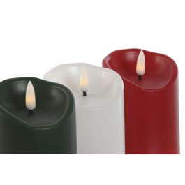 Vela Led Navidad Tradicional DKD Home Decor Blanco Verde 7.5 x 10 x 7.5 cm (12 Unidades)