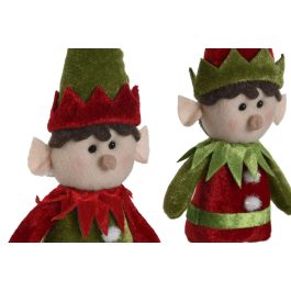 DKD Home Decor Figura de Navidad Tradicional Elfo Poliéster Verde Rojo 18x22x26 cm Pack 12 Unidades
