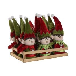 DKD Home Decor Figura de Navidad Tradicional Elfo Poliéster Verde Rojo 18x22x26 cm Pack 12 Unidades