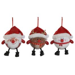 Bola Decoracion Navidad Tradicional DKD Home Decor Rojo Blanco 8.5 x 9 x 11.5 cm (12 Unidades)