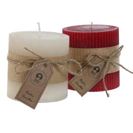 DKD Home Decor Vela de Navidad Tradicional en Cera, Roja y Blanca, 7x7x7 cm, Pack de 12 Unidades