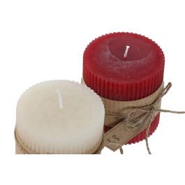 DKD Home Decor Vela de Navidad Tradicional en Cera, Roja y Blanca, 7x7x7 cm, Pack de 12 Unidades
