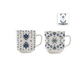 Mug Tradicional DKD Home Decor Azul Blanco 8.5 x 10 x 11.5 cm (12 Unidades)