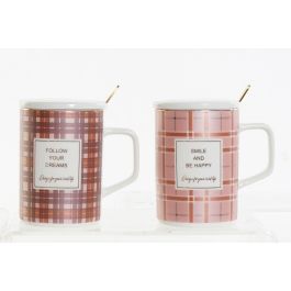 Mug Infusiones Glam DKD Home Decor Rosa Marron 8 x 12 x 12 cm (12 Unidades)