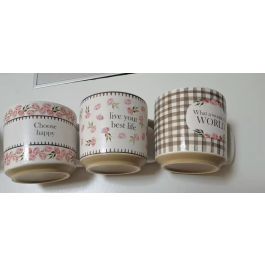 Mug Shabby DKD Home Decor Blanco Beige 10 x 9.5 x 13 cm (12 Unidades)