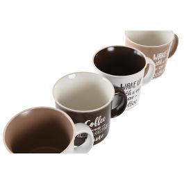 Mug Basicos DKD Home Decor Marron Beige 10.5 x 10 x 13.5 cm (12 Unidades)
