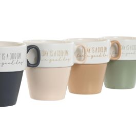 Mug Scandi DKD Home Decor Verde Beige 8.5 x 9.5 x 11 cm (12 Unidades)