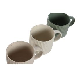Mug Scandi DKD Home Decor Gris Blanco 9 x 8.5 x 13 cm (12 Unidades)
