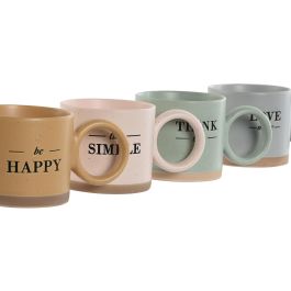 Mug Scandi DKD Home Decor Verde Rosa 9 x 8 x 14.5 cm (12 Unidades)