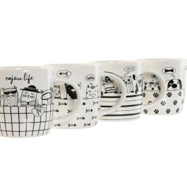 Mug Loft DKD Home Decor Negro Blanco 8.5 x 9 x 12.5 cm (12 Unidades)