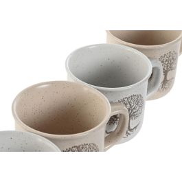 Mug Tradicional DKD Home Decor Beige Blanco Roto 8.5 x 7 x 11 cm (12 Unidades)