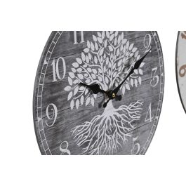 Reloj Pared Cottage DKD Home Decor Natural Gris 4 x 34 x 34 cm (12 Unidades)