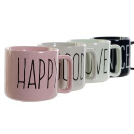 Mug Moderno DKD Home Decor Gris Rosa 8.5 x 8 x 12 cm (12 Unidades)